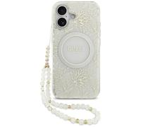 CG MOBILE Guess IML Flower Electro Pearl Bracciale compatibile con MagSafe Cover per iPhone 17 (bianco)