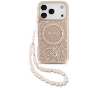 CG MOBILE Guess IML Flower Electro Pearl Bracciale compatibile con MagSafe Cover per iPhone 17 Pro (Rosa)