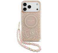 CG MOBILE Guess IML Flower Electro Pearl Bracciale compatibile con MagSafe Custodia per iPhone 17 Pro Max (Rosa)