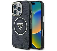 CG MOBILE Guess IML Metal Glitter 4G Circle Triangle Compatibile con MagSafe Custodia per iPhone 16 Pro Max (Nero)