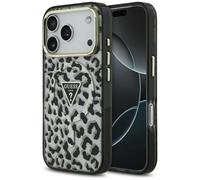 CG MOBILE Guess Leopard Glitter compatibile con MagSafe Custodia per iPhone 17 Pro Max (Nero)