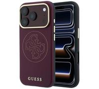 CG MOBILE Guess Logo perforato oro 4G compatibile con MagSafe custodia per iPhone 18 Pro / 17 Pro (bordeaux)