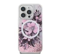 CG MOBILE Guess Magsafe - Custodia rigida glitterata con motivo floreale per iPhone 16 Pro Max - P