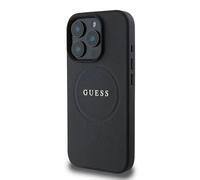 CG MOBILE Guess Magsafe PU granuloso custodia rigida con anello oro per iPhone 16 Pro Max - nero