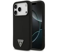 CG MOBILE Guess Silicone Triangolo Logo Compatibile con MagSafe Custodia per iPhone 17 Pro (Nero)