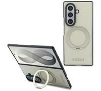 CG MOBILE Guess - Supporto magnetico ad anello con logo classico granulato, compatibile con custodia MagSafe per Samsung Galaxy Z Flip8 (beige)