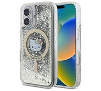 CG MOBILE Hello Kitty HKHMP16SLGDIK - Custodia per iPhone 16 da 6,1", colore: Nero e oro