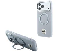 CG MOBILE Karl Lagerfeld con supporto ad anello a 360° e perno a testa Karl compatibile con custodia MagSafe per iPhone 18 Pro / 17 Pro (grigio)