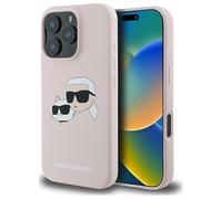 CG MOBILE Karl Lagerfeld - Custodia in silicone a doppia testina compatibile con MagSafe per iPhone 16 Pro (rosa)