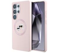 CG MOBILE Karl Lagerfeld - Custodia in silicone con doppia testa e cerchi, compatibile con MagSafe per Samsung Galaxy S25 Ultra (rosa)
