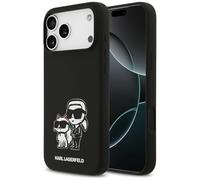 CG MOBILE Karl Lagerfeld - Custodia in silicone con schizzo K&C e logo, compatibile con MagSafe Custodia per iPhone 17 Pro Max (nero)