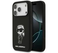 CG MOBILE Karl Lagerfeld - Custodia in silicone con schizzo Karl e logo, compatibile con MagSafe Custodia per iPhone 17 Pro, colore: Nero