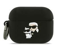 CG Mobile Karl Lagerfeld - Custodia in silicone con testa Karl e Chaupette per AirPods Pro 3, colore: Nero