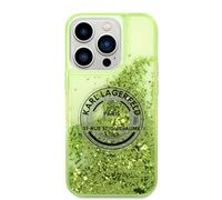 CG MOBILE Karl Lagerfeld - Custodia per iPhone 14 Pro, in silicone, con brillantini, rotonda, con logo RSG, protezione antiurto e antigraffio, per iPhone 14 Pro, colore: Verde