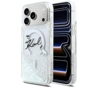 CG MOBILE Karl Lagerfeld - Custodia per iPhone 17 Pro Max con brillantini liquidi Karl Script Log compatibile con MagSafe (trasparente)