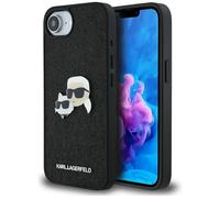 CG MOBILE Karl Lagerfeld Fixed Glitter Karl&Choupette - Custodia per iPhone 16e, colore: Nero