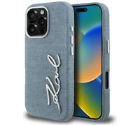 CG MOBILE Karl Lagerfeld FW Jeans Signature Logo Custodia per iPhone 16 Pro Max (blu)