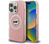CG MOBILE Karl Lagerfeld IML Choupette Head Logo compatibile con MagSafe custodia per iPhone 16 Pro (rosa)