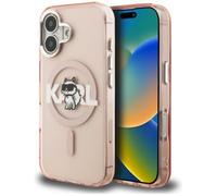 CG MOBILE Karl Lagerfeld IML Choupette Logo schizzo compatibile con custodia MagSafe per iPhone 16 (rosa)