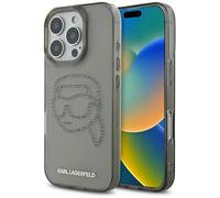 CG MOBILE Karl Lagerfeld IML - Custodia rigida per iPhone 16 Pro, con logo Karl Head, profilo sottile, leggera, facile da applicare, protezione contro le cadute, confezione sostenibile, colore nero