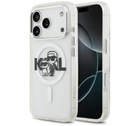 CG MOBILE Karl Lagerfeld IML Glitter Karl & Choupette Logo Schizzi compatibile con MagSafe Custodia per iPhone 17 Pro (trasparente)