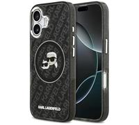 CG MOBILE Karl Lagerfeld IML Glitter Karl & Choupette Teste Logo compatibile con MagSafe Custodia per iPhone 17 (Nero)