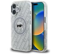CG MOBILE Karl Lagerfeld IML Karl Head Logo compatibile con MagSafe custodia per iPhone 16 (grigio)