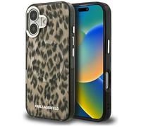 CG MOBILE Karl Lagerfeld IML Leopardo Cover compatibile con MagSafe per iPhone 16 (marrone)