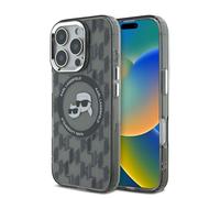 CG MOBILE Karl Lagerfeld KLHMP16LHMCKMHK - Cover per iPhone 16 Pro 6.3", colore: Nero IML Monogram Karl&Choupette Head
