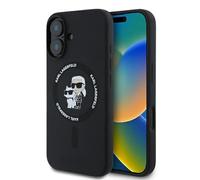 CG MOBILE Karl Lagerfeld KLHMP16MSCMKCRHK - Cover in silicone per iPhone 16 Plus da 6,7", colore: Nero