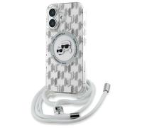 CG MOBILE Karl Lagerfeld KLHMP16SHCKCKLCT Custodia per iPhone 16 6.1 pollici, trasparente, prodotto con licenza IML Crossbody Monogram Karl & Choupette Head compatibile con MagSafe