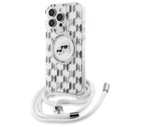 CG MOBILE Karl Lagerfeld KLHMP16XHCKCKLCT Custodia per iPhone 16 Pro Max 6.9 pollici, trasparente, prodotto con licenza IML Crossbody Monogram Karl & Choupette Head compatibile con MagSafe
