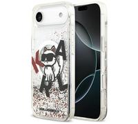 CG MOBILE Karl Lagerfeld Liquid Glitter Choupette Logo Compatibile con MagSafe Custodia per iPhone 17 Air (Trasparente)