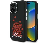 CG MOBILE Karl Lagerfeld Logo Cuore Silicone Compatibile con Custodia MagSafe per iPhone 16 (Nero)