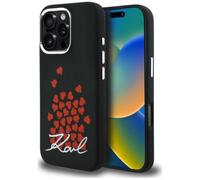 CG MOBILE Karl Lagerfeld Logo Cuore Silicone Compatibile con Custodia MagSafe per iPhone 16 Pro (Nero)