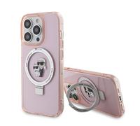 Custodia Karl Lagerfeld Ring Stand Karl & Choupette MagSafe, rosa - iPhone 15 Pro Max