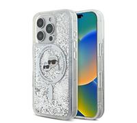 CG MOBILE Karl Lagerfeld Magsafe - Custodia rigida con glitter liquido con testa Karl & Choupette per iPhone 16 Pro Max, protezione contro le cadute, assorbimento degli urti, ritagli di precisione,