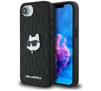 CG MOBILE Karl Lagerfeld Monogram Choupette Head Pin - Custodia per iPhone 16e, colore: Nero