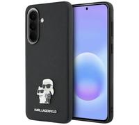 CG MOBILE Karl Lagerfeld Saffiano con Karl & Choupette - Custodia con logo in metallo per Samsung Galaxy A57 (nero)