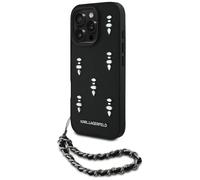 CG MOBILE Karl Lagerfeld Saffiano Crystals w/Chain - Custodia per iPhone 16 Pro Max, colore: Nero