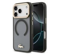 CG MOBILE Lacoste Antiurto Trasparente Frosted Gold Logo Compatibile con MagSafe Custodia per iPhone 17 Pro (Nero)