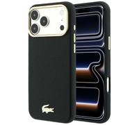 CG MOBILE Lacoste Champs-Élysées goffrato compatibile con MagSafe custodia per iPhone 18 Pro 17 Pro (nero)