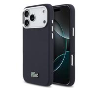 CG MOBILE LACOSTE - Custodia in pelle completamente avvolta per iPhone 17 Pro con logo Petit Pique, compatibile con MagSafe, antigraffio, antiurto, lunette rialzate, colore blu navy