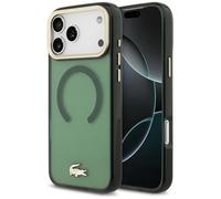 CG MOBILE Lacoste - Custodia protettiva trasparente antiurto con logo dorato satinato compatibile con MagSafe per iPhone 17 Pro Max (Sinople)