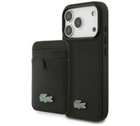 CG MOBILE Lacoste Custodia + Set Portafoglio Iconic Petit Pique Compatibile MagSafe per iPhone 17 Pro (Nero)