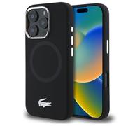 CG MOBILE Lacoste LCHMP16XSMAK - Custodia per iPhone 16 Pro Max 6.9", in silicone con logo Croco, colore: Nero