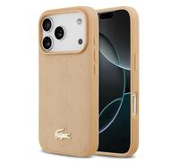 CG MOBILE Lacoste Nomograme Gold Logo, compatibile con MagSafe Custodia per iPhone 17 Pro (Beige)