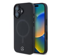 CG MOBILE Mercedes-Benz Cover compatibile con iPhone 16 Back-Cover hul - Compatibile con Magsafe Plain Smooth - Nero