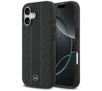 CG MOBILE Mercedes - Cover in pelle con foglie di alloro, compatibile con MagSafe per iPhone 17 (nero)