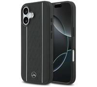CG MOBILE Mercedes - Cover in pelle con motivo a stelle, compatibile con MagSafe per iPhone 17 (nero)